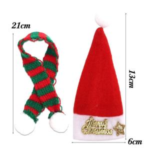1 set Mini Christmas Hat Wine Bottle Cover Xmas Wine Bottle Cap Cute Santa Claus Hat Scarf Set Home Xmas Party Supplies