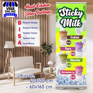 Cetak Banner Spanduk Request Minuman Sticky Milk Jualan