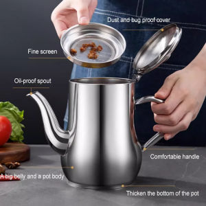 JS Stainless Steel Oil Dispenser/Oil Bottle Kitchen Drip-Free Non-Drip/Oil Container Condiment Jug/Household Use Non-Stick Design
