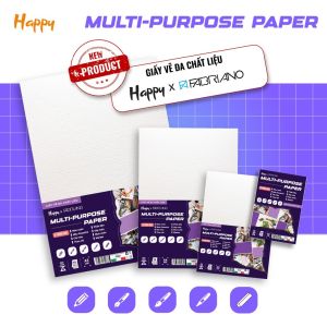 Giấy Vẽ Happy 200gsm - Đa Chất Liệu Màu Nước Marker Sáp Chì Than - A3 A4 A5 A6
