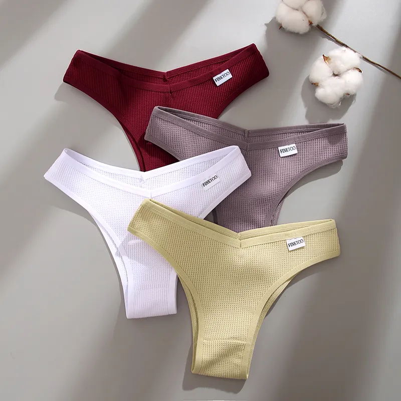 FINETOO 3pcs Panties For Women Cotton Soft Brazil Underwear Lady
