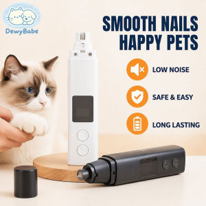 DewyBabe Pet Nail Grinder Dog Cat Trimmer LED Safety Low Noise Type C Rechargeable Kuku Kucing Anjing