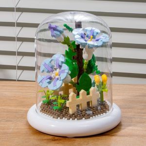 ✨COD✨ Building Blocks Flower Bunga Potted Compare With Lego DIY Creative Transparent Cover Ornaments Bricks Toy Holiday Gift for Girl