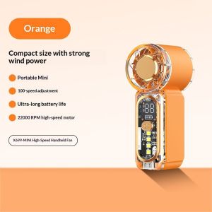 QIHUISHI Quạt tay cầm xách tay mini gió mạnh có thể sạc qua usb màn hình hiển thị kỹ thuật số tuổi thọ pin dài dùng cho ngoài trời và trong nhà