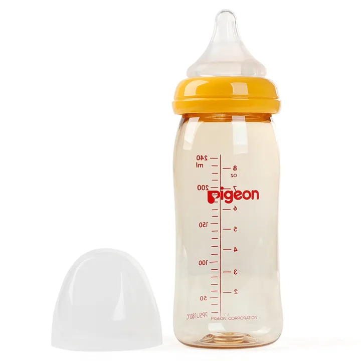 Bình sữa Pigeon nhựa PPSU cổ rộng 240ml (Vàng)