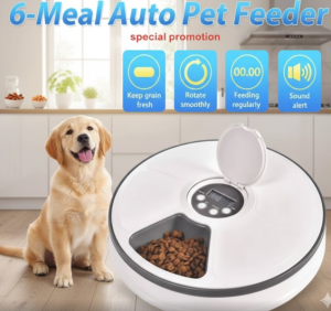 [SG Stock] 6-Meal Automatic Pet Feeder | Digital Timer Control for Cats Dogs Wet Dry Food Compatible | Music Alert Reminder | Battery &amp USB Powered Auto Dispenser