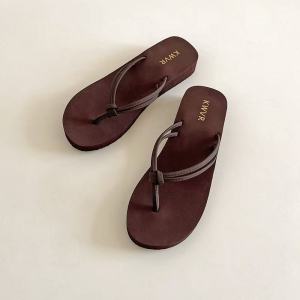 [Free Shipping] Wedge Double-Strap Mid-Heel Flip-Flops 2026 WomenS Flat-Heel Sandals For Outdoor Wear Beach Slippers Non-Slip Sandals