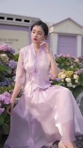 ชุดชาจีน สไตล์เซนวรรณกรรมจีน ชุดถังโบราณ สไตล์โบราณ ชุดฮั่นฟู ชุดพักผ่อนจีนประจำวัน ชุดกี่เพ้า