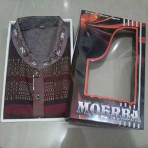 Cari Murah (BONUS DUS) Baju Koko Pria Lengan Pendek Kancing Atas MOERBA Muslim Bahan Halus Dingin Songket Warna 19D203525