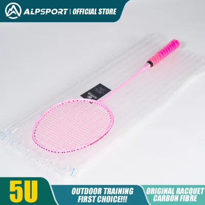 ALP V5 Wave Shape 5U 75g 30Lbs Twist Frame Badminton Racket With 100% Full Carbon Fibre Racquet Tournament Style Reket Attacking And Defending Raket Badminton For Training