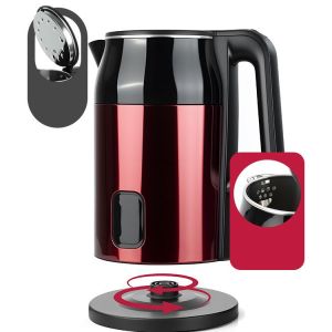 ONE HOME 2.3L Fast Heat Electric Kettle Smart Temperature Detect Automatic Power-off Electric Jug Kettle 304 Stainless Steel Dual Layer Fast Boiling Elektrik Kettle Malaysia Standard Plug Top