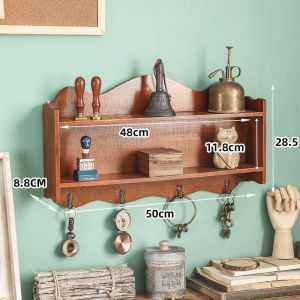 Wall Shelf Storage Rack Living Room Wall Mounted Shelf Rack Punch-free Display Retro Wooden Storage Door Wall Hanging Wall Shelf Storage Rack Living Room