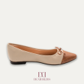 DEAR BLISS Camila Bow Two-Tone Cream Pointed Flats. 
