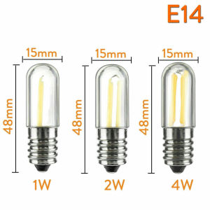 50PcsLED Freezer Bulbs 220V E14 E12 Base COB Filament Dimmable Appliance Light 1W 2W 4W Refrigerator Lamp Replacement Cool Warm White Energy Saving Bulb