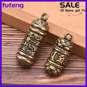 fufeng Hollow Brass Buddha Sutra Cylinder Pendant Keychain Necklace Jewelry Box