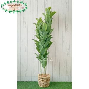 Pohon Hias Karet T150 Latex Artificial Pot Dasar Cover Rotan Bulat Tanaman Imitasi Dekorasi Rumah