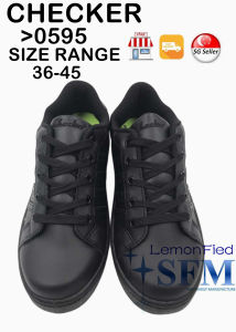 CHECKER 0595 SIZE 37 - 45 ALL WHITE ALL BLACK LACE Sneaker School WORKING Indoor Outdoor MADE IN TAIWAN SHOE LEMONFIED SFM