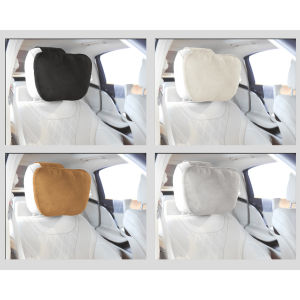 Gối Tựa Đầu Ô Tô Da Lộn Cao Cấp Có Logo Theo Hãng Xe - Kiểu Dáng Maybach Thoáng Khí Chống Đau Mỏi Cổ Vai Gáy