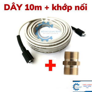 Dây rửa xe 7 10 15 20 30m Dây rửa xe áp lực cao ren 22mm kèm khớp đồng nối dây ( LOẠI 1)
