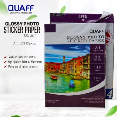 PrinTEE - QUAFF Glossy Sticker / Photo Sticker / Inkjet Sticker 90gsm / 135gsm - 20sheets