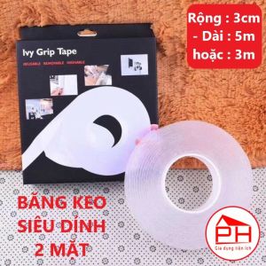 Băng keo siêu dính 2 mặt. Dài 3m rộng 3cm dùng đa năng trên mọi bề mặt - Gia dụng Phước Hòa