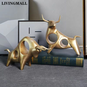 Livingmall Gold Cow Resin Set Resin Mold Sculpture Home Decoration Party Decoration Living Room Bedroom Office Desktop Decoration Accessories Crafts