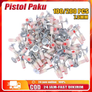 【Ready stokCOD】100pcs Paku Beton 7.3mm Ramset Paku Ramset Beton Paku Tembak Beton Dan Besi Standart Washer Besar Lurus