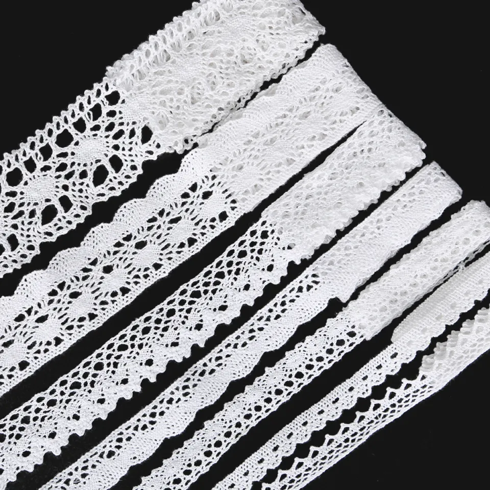 5 Yards White Knitting Cotton Lace Ribbon Fabric Trim For DIY Sewing  Handmade Patchwork Scrapbook Crafts Apparel Accessories