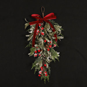 【super_pro】COD ต้นไม้ตกแต่งผนังคริสต์มาส พวงดอกไม้พร้อมไฟประดับ สำหรับแขวนประตูและตกแต่งหน้าต่าง