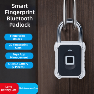 CLARO Tuya App Bluetooth Smart Door Lock Zinc Alloy IPX5 Waterproof Fingerprint Padlock Luggage Security Fingerprint Recognition Electronic Smart Padlock