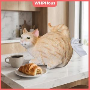 WP💓💛💖 Cat Tissue Holder Funny Resin Cat Shape Tissue Box Creative Animal Cover for Living Room Bedroom Office