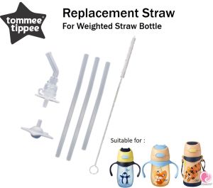 Tommee Tippee Weighted Straw Drinking Cup with Handle (240ml Fox/ 300ml Penguin) (Optional : Replacement Straw)