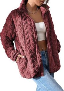 Sweater with Pockets Leisure Sweater Jacket Easy to Put on and Take Off Warm and Cozy Stand-up Collar