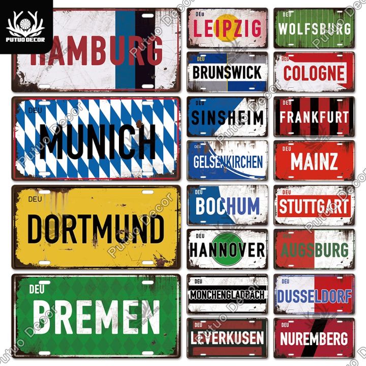 【yf】™ ﹉ Putuo Decor Germany Sign Tin Licenses Plate Plaque Bar Pub Man 