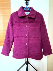 Elegant Womens Fashion Jackets Coat Thickened Warm Cardigan Purple with Glitter Liner and Buttons [Preloved but Like New]