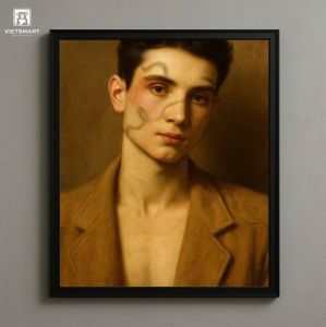 Tranh Nghệ thuật "Chàng Trai Mặc Véc Nâu" VIETSMART ART - Sơn dầu 60 x 70cm