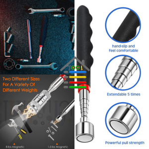 PEN MAGNETIC TELESKOPIK PEMUNGUT MAGNET DENGAN LAMPU BAHAN STAINLESS TAHAN KARAT