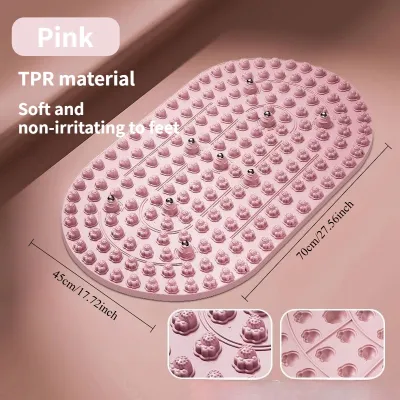 Foot Massage Mat Acupressure Board 70x42cm Liquid Silicone Thickened Oval 800+ Points Non-Slip In-Situ Indoor Jogging Fitness Pink/Gray