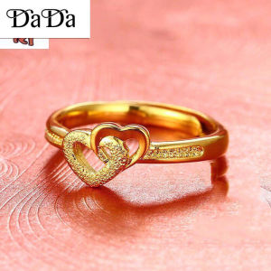 puro18K Saudi Gold Pawn Ladies Heart Open Ring Adjustable Ring Engagement Birthday Jewellery Gifts