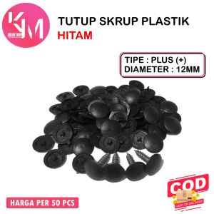 (50 Pcs) Tutup Skrup Plastik Model Plus - Dop Screw Cap Cover Plastik Sekrup Tapping Flat Head