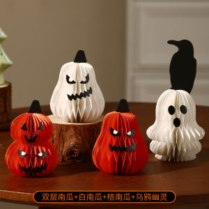 Đồ trang trí chủ đề đèn bí ngô Halloween vật trang trí nhỏ hình ma dùng để bố trí cảnh quan cửa hàng đạo cụ chụp ảnh để bàn.