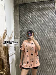 ATASAN 3331-IMP KAOS BAHAN MATT.KATUN IMPORT BUNGA LD 104 FIT M-XXL BISA COD