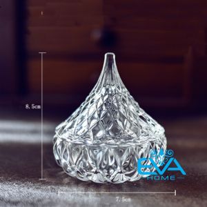 Thố Mứt Thuỷ Tinh Pha Lê Delisoga Hình Nón Conical Hoa Văn Kim Cương Phong Cách Royal Sang Trọng / Thố Mứt Tết Chóp Nhọn Water Drop Glass Fruit Jar With Lid TG1077-3