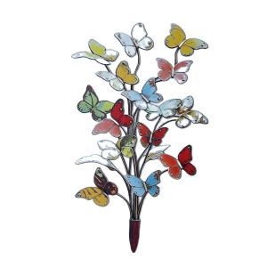 LUMINOU Decorative Butterfly Garden Stake 2D Flat Metal Butterfly Yard Stake Colorful Butterfly Shape Butterfly Plant Stake Garden Decoration