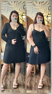 Elegant Plus Size Midi A-Line Dress Plus Size 2 in 1 Dress with Blazer for Women Casual to Formal Outfit | Office Dress Up to 2XL Free Size Korean Fashion OOTD