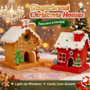 MINI LED Christmas Resin House Ornament Luminous Village Small House Home Desktop Xmas New Year Decor