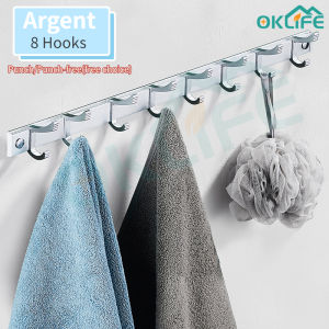 [OKLIFE.SG] Adjustable Aluminum Hook Bathroom Door Hanger Toilet Clothes Rack Kitchen  Hanger