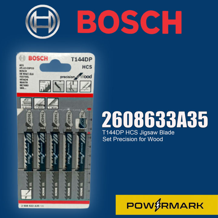 Bosch T 144 DP Jigsaw Blades - 5 Piece Pack For Wood & Plywood Cutting (5-50mm)