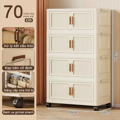 40-80cmTủ Nhựa Đựng 2/3/4/5/6 tầngTủ nhựa đựng đồ gấp gọn rộng chất liệu pp cao cấp không mùiBánh Xe Xoay 360°