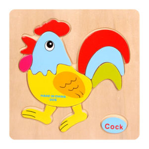 Cute Cartoon Animal Shape Early Educational Toys Baby Learning Education 3D Wooden Puzzle Toy For Kids